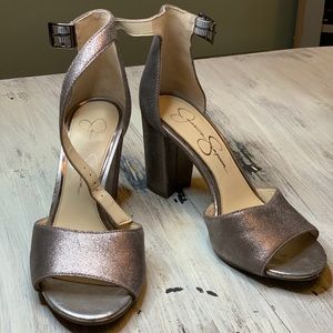 Jessica Simpson Silver Strappy block heels
